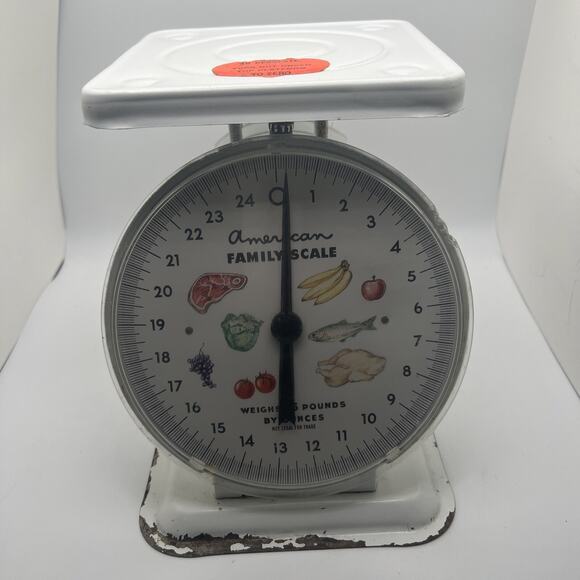 Vintage White Metal American Family Kitchen Scale 25 Lb. Retro Cottage Farmhouse - Picture 1 of 5